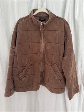 Vince Brown Quilted Zip-Up Puffer Jacket